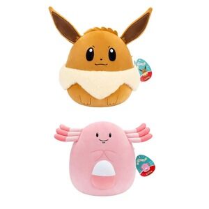 Lot of 2 Squishmallows 10" Pokemon Eevee & Chansey‎ Plush New with Tags